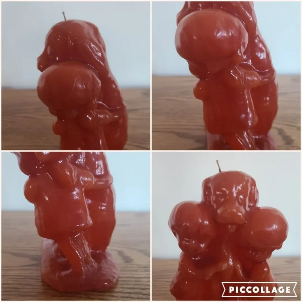Vintage Novelty Wax Candle - BOY AND GIRL WITH DOG - Vintage Rare UNIQUE